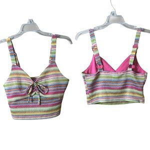 Y2K‎ Rainbow Knit Crop Crochet Tank – No Boundaries Sz M | Retro Festival Hippie